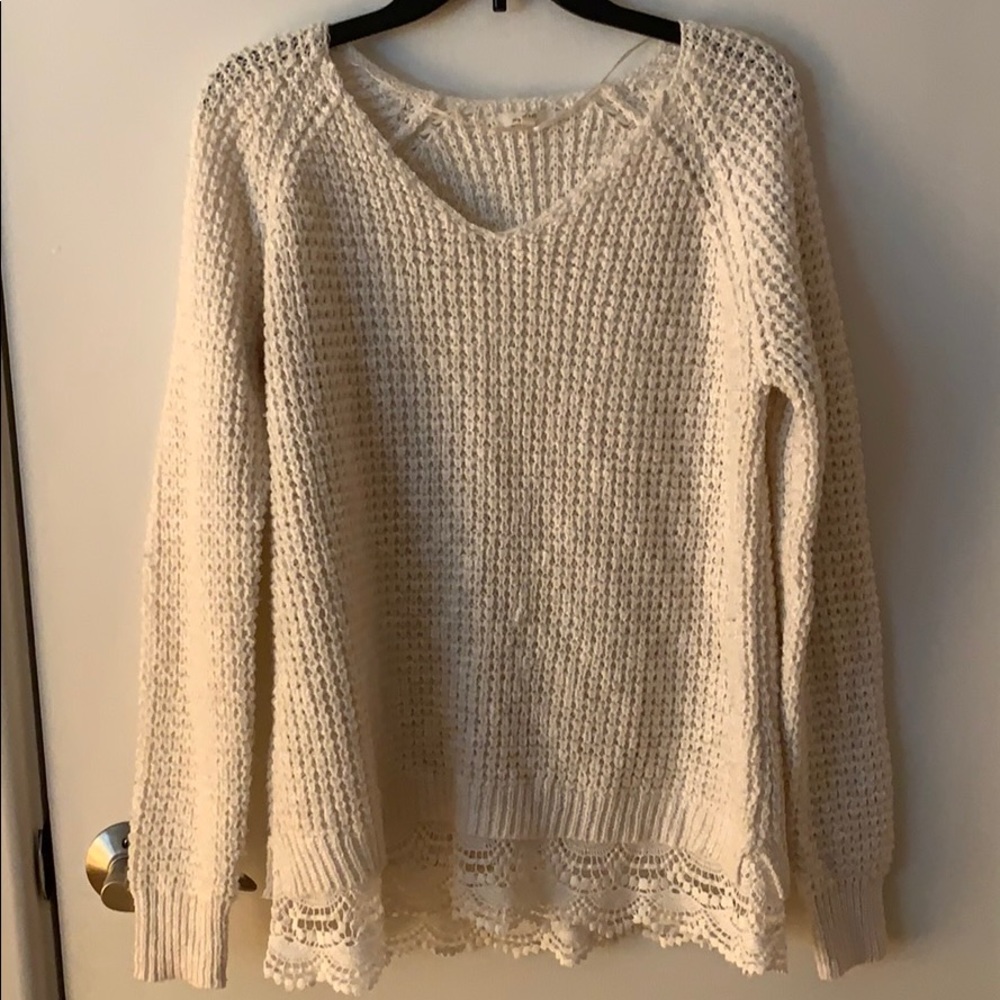 Lace trim sweater